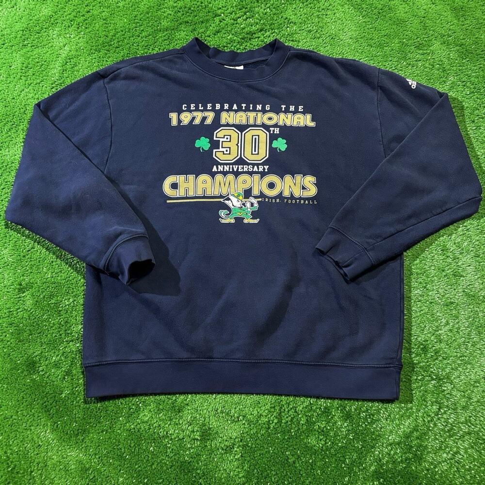 Vintage Adidas Notre Dame 1977 National Champions Crewneck Sweatshirt Medium